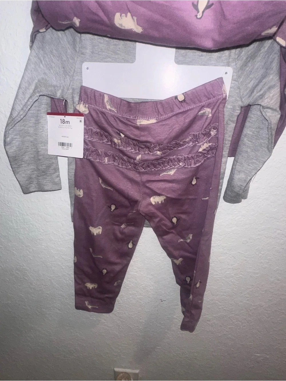 Carter's Baby Penguin 3 Piece Set - Gray & Plum